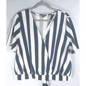 Madison Womens XL Navy White Striped‎ Crop Top Open Back Waist Tie